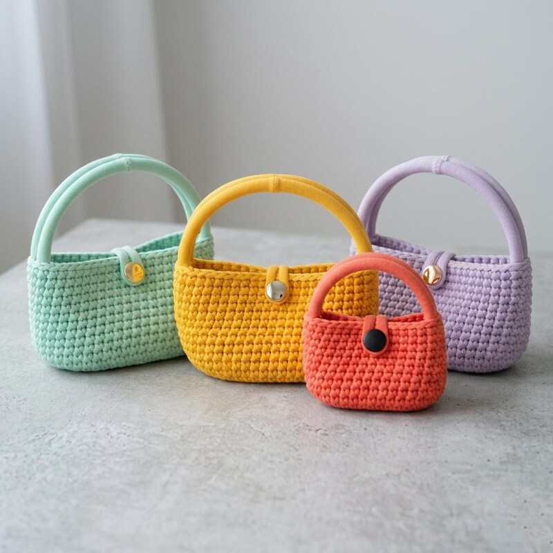 Bolsitas de crochet de mano en colores pastel